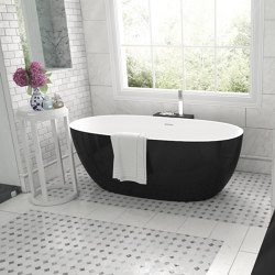 SOLID SURFACE | Nantes Mini Freestanding Solid Surface Bathtub - Black & White - 150cm | Bathtubs | Riluxa