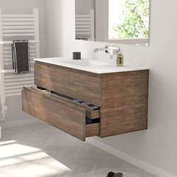 SOLID WOOD | Modulo Wood Wall Mounted Solid Oak Vanity Cabinet - Dark | Vanity units | Riluxa