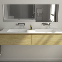 SOLID WOOD | Gaia Wood Wall-Mounted Solid Oak Vanity Base - 2 drawers | Bathroom furniture | Riluxa