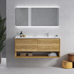 SOLID WOOD | Sagitta Corian® Basin + Athena Wood Solid Oak Vanity Unit - 2 drawers | Vanity units | Riluxa