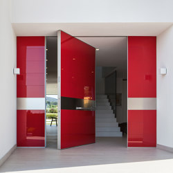 Synua | Pivot safety Door with Lacquered glossy glass covering