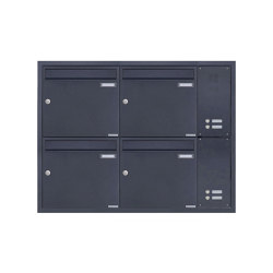 Basic | 4er Edelstahl Unterputz Briefkastenanlage BASIC Plus 382XU UP mit Klingelkasten seitlich - RAL Farbe Rechts 100mm Tiefe | Mailboxes | Briefkasten Manufaktur