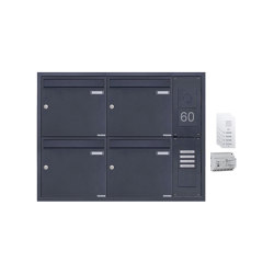 Basic | 4er Unterputz Briefkastenanlage BASIC Plus 382XU UP mit GIRA System 106 - AUDIO Komplettset - RAL Rechts 100mm Tiefe | Mailboxes | Briefkasten Manufaktur