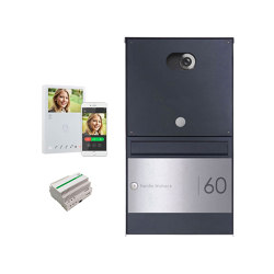 Basic | Edelstahl Aufputzbriefkasten BASIC Plus 382XU Elegance II - Comelit VIDEO Komplettset Wifi - RAL 100mm Tiefe | Mailboxes | Briefkasten Manufaktur