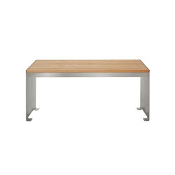 Novalis | Design Tisch NOVALIS - Edelstahl - Lärche geölt 1500mm x 750mm x 900mm (BHT) Edelstahl, geschliffen | Tables de repas | Briefkasten Manufaktur