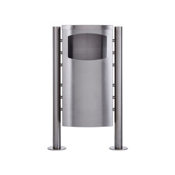 Basic | Abfalleimer - Abfallbehälter Design BASIC 650X ST-R - 45 Liter - Edelstahl geschliffen Deckel in Edelstahl, geschliffen | Waste baskets | Briefkasten Manufaktur