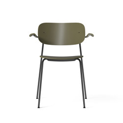 Co Dining Chair w/Armrest | Plastic, Black Steel | Olive Plastic | Chairs | MENU