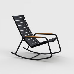 ReCLIPS | Rocking chair Black with Bamboo armrests | Armchairs | HOUE
