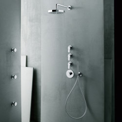 Al/23 Aboutwater Boffi E Fantini | 3/4'' built-in thermostatic shower mixer, 3/4'' stop valve, shower arm, Rain showerhead, Lateral body spray | Shower controls | Fantini