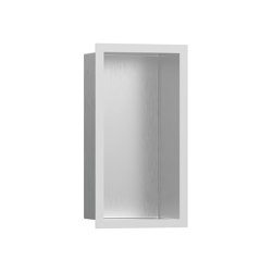 hansgrohe XtraStoris Individual Nicho de pared acero inoxidable cepillado con marco de diseño 30 x 15 x 10 cm | Repisas / Soportes para repisas | Hansgrohe