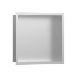 hansgrohe XtraStoris Individual Nicho de pared acero inoxidable cepillado con marco de diseño 30 x 30 x 10 cm | Repisas / Soportes para repisas | Hansgrohe