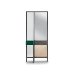 Threshold Mirror Cabinet - High Version with green lacquered drawer | Storage | ARFLEX