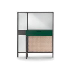 Threshold Mirror Cabinet - Low Version with green lacquered drawer | Storage | ARFLEX