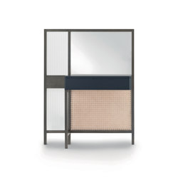Threshold Meuble miroir - Version basse avec tiroir laqué noir | Coiffeuses | ARFLEX