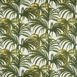 PALMERAL Cotton Linen - Off White & Green | Drapery fabrics | House of Hackney