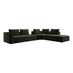 Bergamo corner sofa with lounging unit and pouf wstorage | Sofas | BoConcept