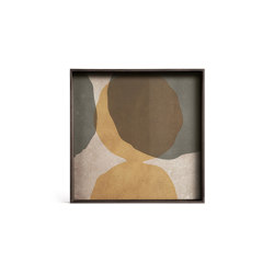 Translucent Silhouettes tray collection | Cinnamon Overlapping Dots glass tray - square - S