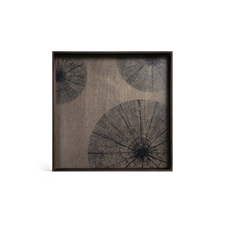 Classic tray collection | Black Slices wooden tray - square - L