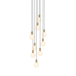 Oak Nine Pendant with Large White & Oak Canopy and Sphere IV Bulbs | Suspended lights | Tala