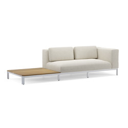 Long sofa with teak table & arm | Canapés | Jardinico