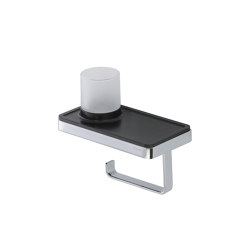 Frame Black Chrome | Toilet Roll Holder With Shelf And (Led Light) Holder Black / Chrome | Bathroom accessories | Geesa