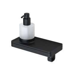 Frame Full Black | Soap Dispenser With Shelf And Towel Hook Black | Bathroom accessories | Geesa