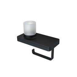 Frame Full Black | Porte-Rouleau Papier Toilette Avec Étagère Et Support (Lumière Led) Noir | Bathroom accessories | Geesa