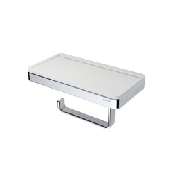 Frame White Chrome | Toilet Roll Holder With Shelf White / Chrome | Paper roll holders | Geesa