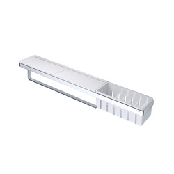 Frame White Chrome | Shelf With Towel Rail And Shower Basket White / Chrome | Bathroom accessories | Geesa