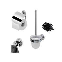 Naxos | Toilet Accessories Set - Toilet Brush And Holder - Toilet Roll Holder With Cover - Towel Hook - Chrome | Towel rails | Geesa