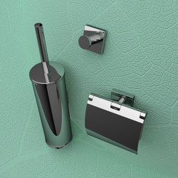 Nelio | Toilet Accessories Set - Toilet Brush And Holder - Toilet Roll Holder With Cover - Towel Hook - Chrome | Towel rails | Geesa