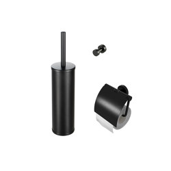 Nemox Black | Toilet Accessories Set - Toilet Brush And Holder - Toilet Roll Holder With Cover - Towel Hook - Black | Towel rails | Geesa