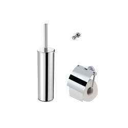 Nemox Chrome | Toilet Accessories Set - Toilet Brush And Holder - Toilet Roll Holder With Cover - Towel Hook - Chrome | Towel rails | Geesa