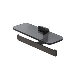 Shift Brushed Metal Black | Toilet Roll Holder Double Brushed Metal Black With Shelf In Smoked Glass |  | Geesa