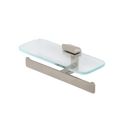 Shift Brushed Stainless Steel | Toilet Roll Holder Double Brushed Stainless Steel With Shelf In Transparent Glass | Paper roll holders | Geesa