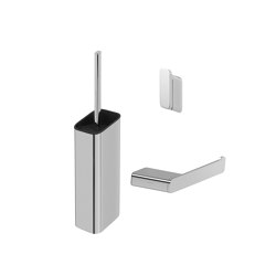 Shift Chrome | Toilet Accessories Set - Toilet Brush And Holder - Toilet Roll Holder Without Cover - Towel Hook - Chrome | Towel rails | Geesa