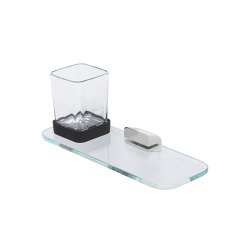 Shift Chrome | Glass Holder Chrome With Shelf In Transparent Glass |  | Geesa