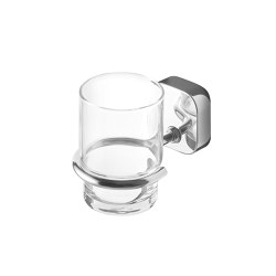 Thessa | Glass Holder With Glass Chrome | Toothbrush holders | Geesa