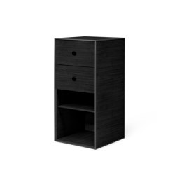 Frame 70 With 1 Shelf And 2 Drawers, Black Stained Ash | Shelving | by Lassen