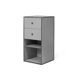 Frame 70 With 1 Shelf And 2 Drawers, Dark Grey | Shelving | by Lassen