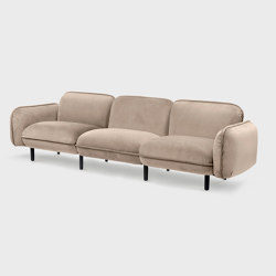 Bean Sofa, 3-Sitzer, beige Veloursstoff Textum Avelina