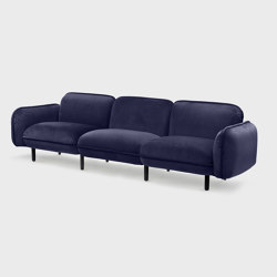 Bean Sofa, 3-Sitzer, blauer Veloursstoff Textum Avelina | Sofas | EMKO PLACE