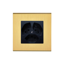 Brushed Brass - SIngle cover plate - 1 Swiss Socket