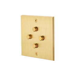 Laiton Brossé - Plaque Simple - 4 PUSH | Interrupteurs à bouton poussoir | Modelec