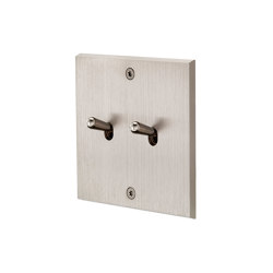 Brushed Steel - Single Cover Plate - 2 toggles | Switches | Modelec