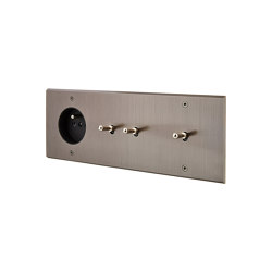 Gun Metal - Triple Horizontal Cover Plate - Socket - 2 toggles - 1 toggle | Toggle switches | Modelec