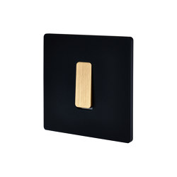 Black Mat - Single cover plate - 1 flat brushed brass button | Two-way switches | Modelec