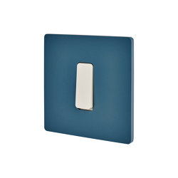 RL Blue - Single cover plate - 1 flat ivory button