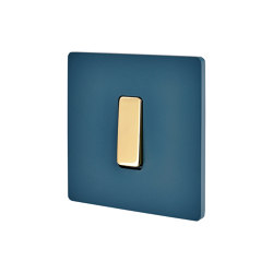 RL Blue - Single cover plate - 1 flat mirror varnished brass button |  | Modelec