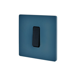 RL Blue - Single cover plate - 1 flat black button |  | Modelec